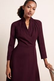 Battersea Dress Plum Wool Crepe at The Fold London