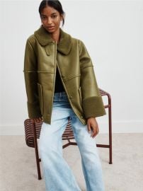Baum Und Pferdgarten Jackets amp Coats Baum Und Pferdgarten Birdie Faux Leather Shearling Jacket Olive Green Sz 34 Us 2 Poshmark at Poshmark