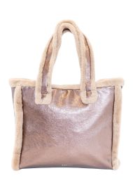 Bcbgeneration Metallic Tote with Sherpa Fur Trim in Bronze at Belk