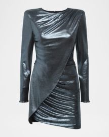 Bcbgmaxazria Metallic Wrap Front Mini Dress at Neiman Marcus