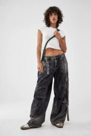 Bdg Black Strappy Baggy Cargo Pants at Urban Outfitters