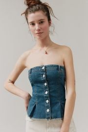 Bdg Denim Lace Up Tube Top at Urban Outfitters