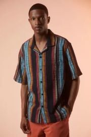 Bdg Eli Striped Camp Collar Shirt at Urban Outfitters