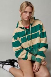 Bdg Leah Stripe Zip Up Hoodie Sweatshirt at Urban Outfitters