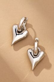 Be Mine Puffy Heart Charm Huggie Hoop Earrings at Anthropologie