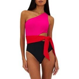 Beach Riot Carlie Cutout One-Shoulder Tie Waist One-Piece Swimsuit at Nordstrom