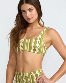 Beach Wave Lace Back Bralette Bikini Top - Martini Olive Print Jack39s Surfboards at Jack's Surfboards