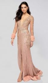 Bead Embellished Plunging Evening Gown by Terani Couture at Couture Candy