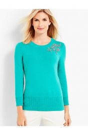 Beaded Corsage Sweater at Talbots