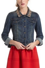 Beaded Denim Jacket at Anthropologie