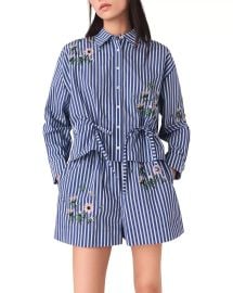 Beaded Floral Striped Shirt at Bloomingdales