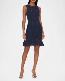 Beaded Fringe Knit Shell Mini Dress at Neiman Marcus