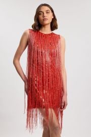 Beaded Fringed Sleeveless Woven Midi Dress at Karen Millen