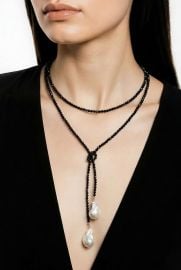 Beaded Lariat Necklace with Baroque Pearl Pendant, Gemstone Lariat Long Beaded Necklace, Double Wrap Necklace, Y necklace at Etsy
