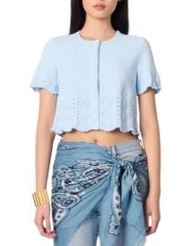 Beaded Pointelle Knit Cardigan at Bloomingdales