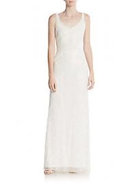 Beaded long sheath gown at Saks Off 5th