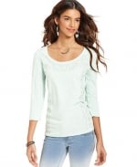 Beaded scoop neck tee by Lucky Brand at Macys