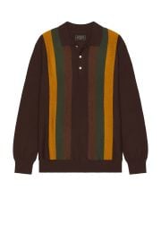 Beams Plus Knit Polo Stripe at FWRD