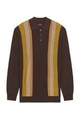Beams Plus Knit Polo Stripe Argyle In Dark Brown at Revolve