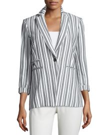 Beatriz Striped Bracelet-Sleeve Jacket by Veronica Beard at Neiman Marcus