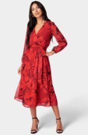 Bebe Print Wrap Midi Dress at Macys