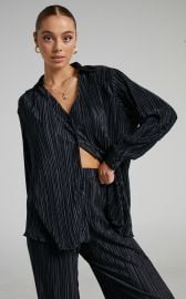 Beca Shirt - Plisse Button Up in Black Showpo USA at Show Po