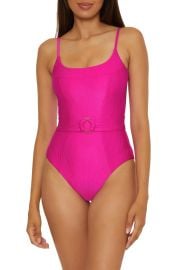 Becca Monte Carlo Belted Rib One Piece Swimsuit at Nordstrom