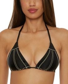 Becca Womens Color Sheen Contrast-Stitch Triangle Bikini Top - Macys at Macys