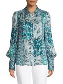 Beck Print Puff-Sleeve Silk Shirt at Saks Fifth Avenue