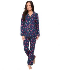 BedHead Long Sleeve Classic PJ Set Navy Cherry Pick at Zappos