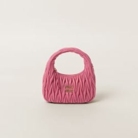 Begonia Pink Wander Matelass Nappa Leather Hobo Bag Miu Miu at Miu Miu