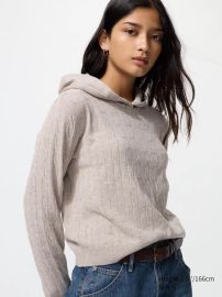 Beige Cableknit Hooded Sweater at eBay
