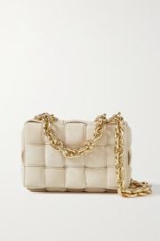 Beige Cassette chain-embellished padded intrecciato suede shoulder bag BOTTEGA VENETA NET-A-PORTER at Net a Porter