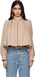 Beige Cotton Canvas Gathered Boule Jacket at ssense