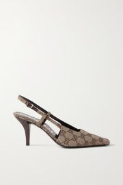 Beige Demi logo-jacquard canvas slingback pumps GUCCI NET-A-PORTER at Net a Porter