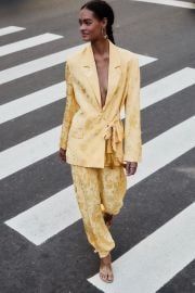Beige Notched Lapel Front Ties Blazer FARM Rio at FARM Rio