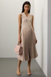 Beige Pleated Midi Dress by BOSS Rent the Runway at Rent the Runway