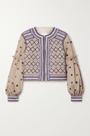 Beige Rocci embellished cotton-poplin jacket  VERONICA BEARD  NET-A-PORTER at Net a Porter