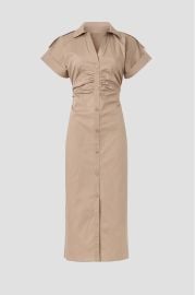 Beige Ruched Shirt Dress by Saunders x RTR Rent the Runway at Rent the Runway