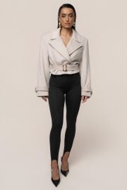 Beige Sharp Presence Crop Jacket at JLuxLabel