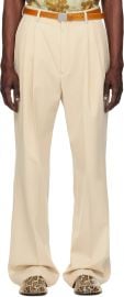 Beige Wool Straight Trousers at ssense
