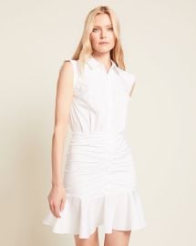 Bell Button Down Ruched Shirt Dress at Veronica Beard