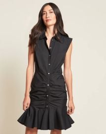 Bell Button Down Ruched Shirt Dress at Veronica Beard