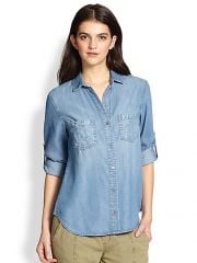 Bella Dahl - Denim Seamed Pocket Shirt at Saks Fifth Avenue