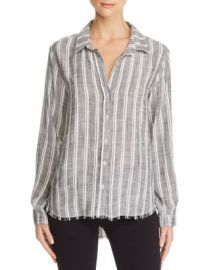 Bella Dahl Frayed-Hem Striped Shirt    Bloomingdales at Bloomingdales