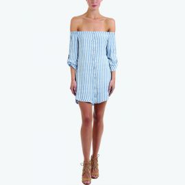 Bella Dahl Off the Shoulder Button Down Dress at Elevtd