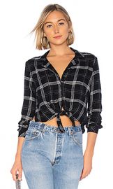 Bella Dahl Side Slit Tie Up Button Down in Black from Revolve com at Revolve