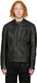 Belstaff V Racer Jacket in Cheviot Leather Black at Ssense