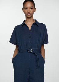 Belt long jumpsuit at Mango