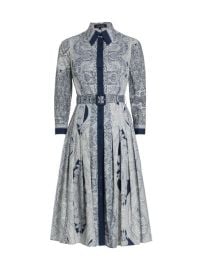 Belted A Line Dress in Navy Multi at Neiman Marcus